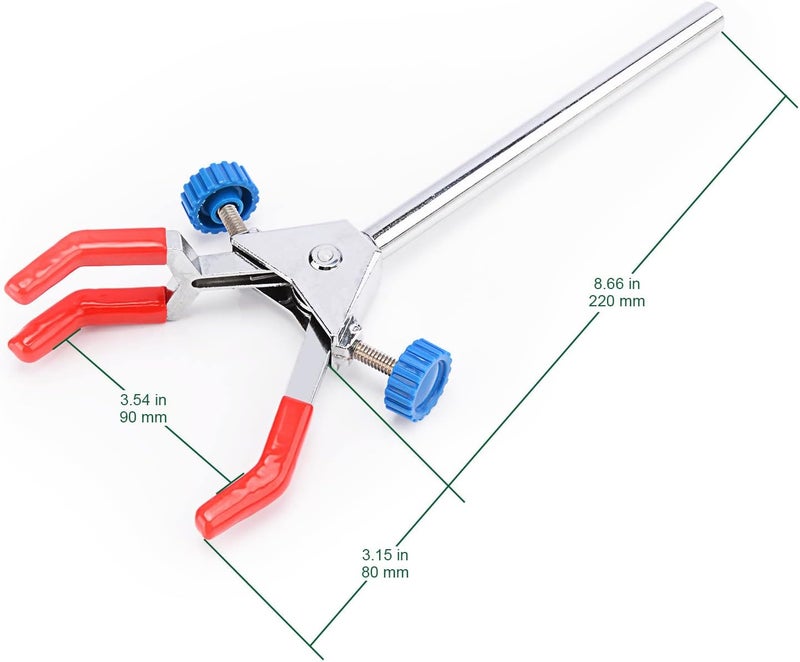 FunChem 3 Prong Dual Adjustable Clamp, Lab Clamp 3 Prong Finger Double Adjust Multipurpose Swivel Extension Clamp for Laboratory - Image 2